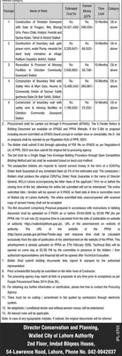 Newspaper clipping: WCLA Construction & Renovation Tenders in Sialkot, Dunya, 16 Apr 2026
