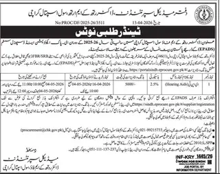 Newspaper clipping: Civil Hospital Karachi Tender for Hearing Aids 2026, Jang, 16 Apr 2026