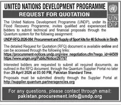Newspaper clipping: UNDP Tender for Sport Kits Supply in Sindh, Jang, 16 Apr 2026