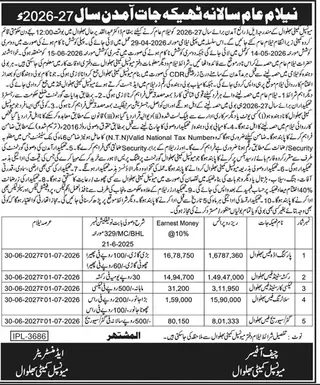 Newspaper clipping: Municipal Committee Bahawalpur Auction Notice 2026-27, Jang, 16 Apr 2026