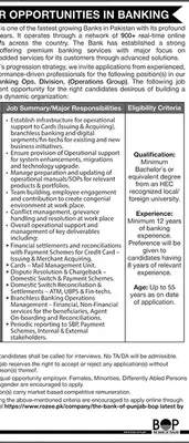 Newspaper clipping: Bank of Punjab Banking Operations Jobs, Jang, 16 Apr 2026