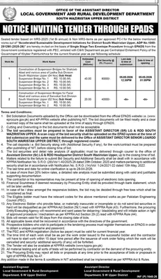 Newspaper clipping: Tender for Suspension Bridges in South Waziristan Upper, Jang, 16 Apr 2026