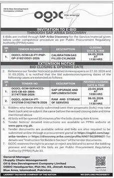 Newspaper clipping: OGDCL Tender for Gas Cylinders, SAP Upgrade & Servers, Dawn, 16 Apr 2026