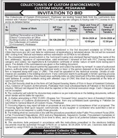 Newspaper clipping: Custom House Peshawar Tender for Renovation & Construction, Dawn, 16 Apr 2026