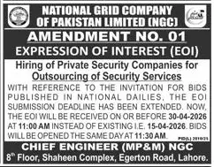 Newspaper clipping: NGC Security Services EOI Deadline Extension, Express, 16 Apr 2026
