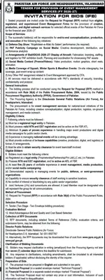 Newspaper clipping: Pakistan Air Force Event Management Services Tender Islamabad, Nawa-i-Waqt, 16 Apr 2026