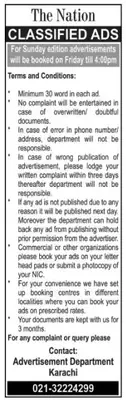 Newspaper clipping: The Nation Classified Ads Terms and Conditions, The Nation, 16 Apr 2026