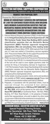 Newspaper clipping: Consultancy Services for Container Feeder Vessel New Building, The News International, 16 Apr 2026