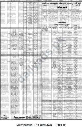 Newspaper clipping: Public Notice — Land Record / Mutation Entries, Mukhtiarkar Office, Umerkot (Sindh), Daily Kawish, 10 Jun 2026