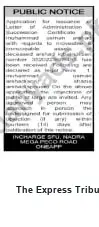 Newspaper clipping: Public Notice — INCHARGE SPU, NADRA (Mega Eco Road), The Express Tribune, 14 Jul 2026