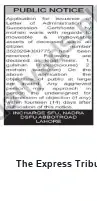 Newspaper clipping: Public Notice: Number 3520264300775 — NADRA DSFU Abbott Road, Lahore, The Express Tribune, 23 Jul 2026