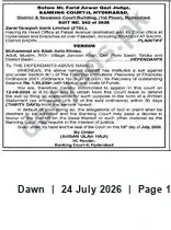 Newspaper clipping: Banking Court Hyderabad, Dawn, 24 Jul 2026