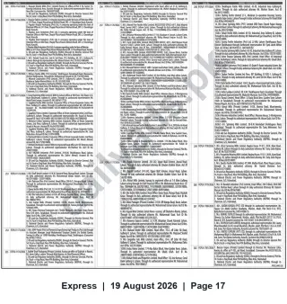 Newspaper clipping: Court Notice: Consolidated List of FICLA Case Parties and Details, Express, 19 Aug 2026