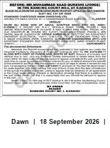 Newspaper clipping: Court Notice — MA Muhammad Said Qureshi, Dawn, 18 Sep 2026