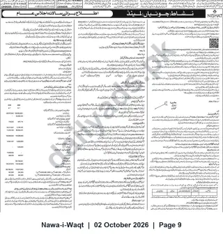Newspaper clipping: Nishat (Chunian) Limited — Notice of Annual General Meeting, Nawa-i-Waqt, 02 Oct 2026