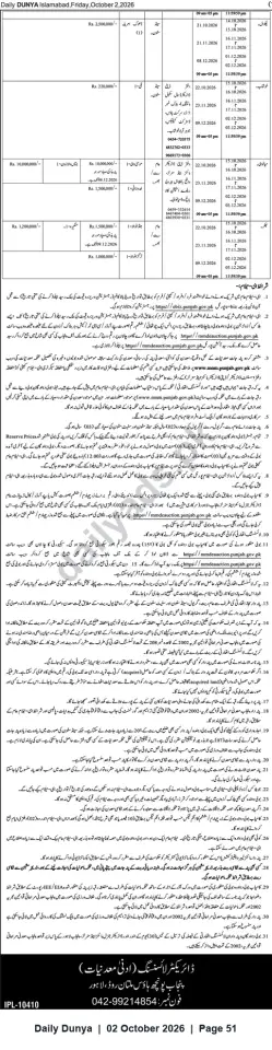 Newspaper clipping: Punjab Mines & Minerals — Public Auction Notice for Multiple Lots, Dunya, 02 Oct 2026