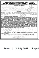 Newspaper clipping: Name-Change Declaration — Mrs. Maushaiba Kaji Judhe (Karachi), Dawn, 12 Jul 2026
