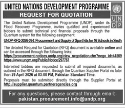 UNDP Tender for Sport Kits Supply in Sindh – Tenders ad in Karachi from Daily Jang, published 16 Apr 2026
