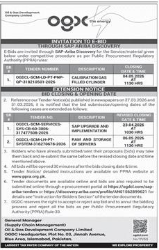 OGDCL Tender for Gas Cylinders, SAP Upgrade & Servers – Tenders ad in Islamabad from Dawn, published 16 Apr 2026