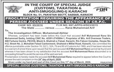Court Proclamation for Accused Person in Karachi – Notices ad in Karachi from Dawn, published 16 Apr 2026