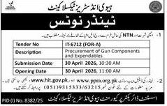 Heavy Industries Taxila Tender for Gun Components – Tenders ad in Taxila from Express, published 16 Apr 2026