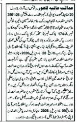 High Court Lahore Summons Notice - Case 3561-26 – Notices ad in Lahore from Nawa-i-Waqt, published 16 Apr 2026